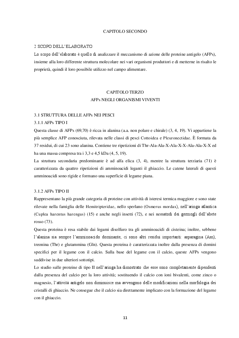 Estratto dalla tesi: Proteine antigelo: caratteristiche, funzioni e applicazione alla tecnologia alimentare