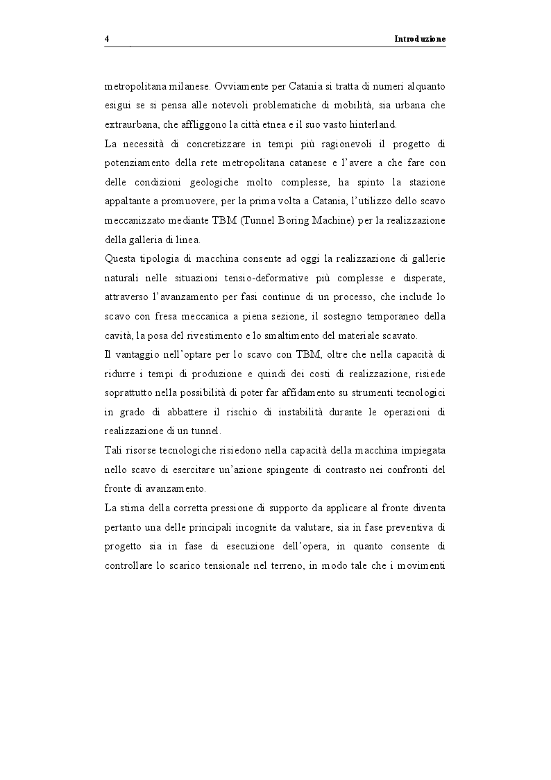 Anteprima della tesi: Analisi di stabilità di gallerie scavate mediante TBM EPB: "il caso della nuova linea metropolitana di Catania", Pagina 5