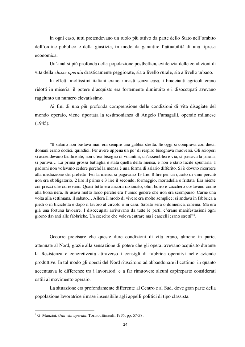 Estratto dalla tesi: Politica e società in Italia nel secondo dopoguerra