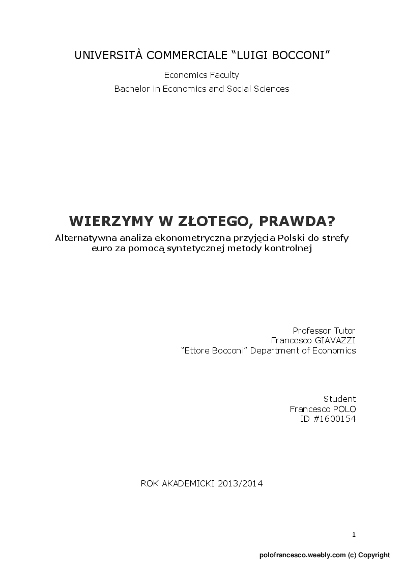 Anteprima della tesi: Wierzymy w Zlotego, prawda?, Pagina 1