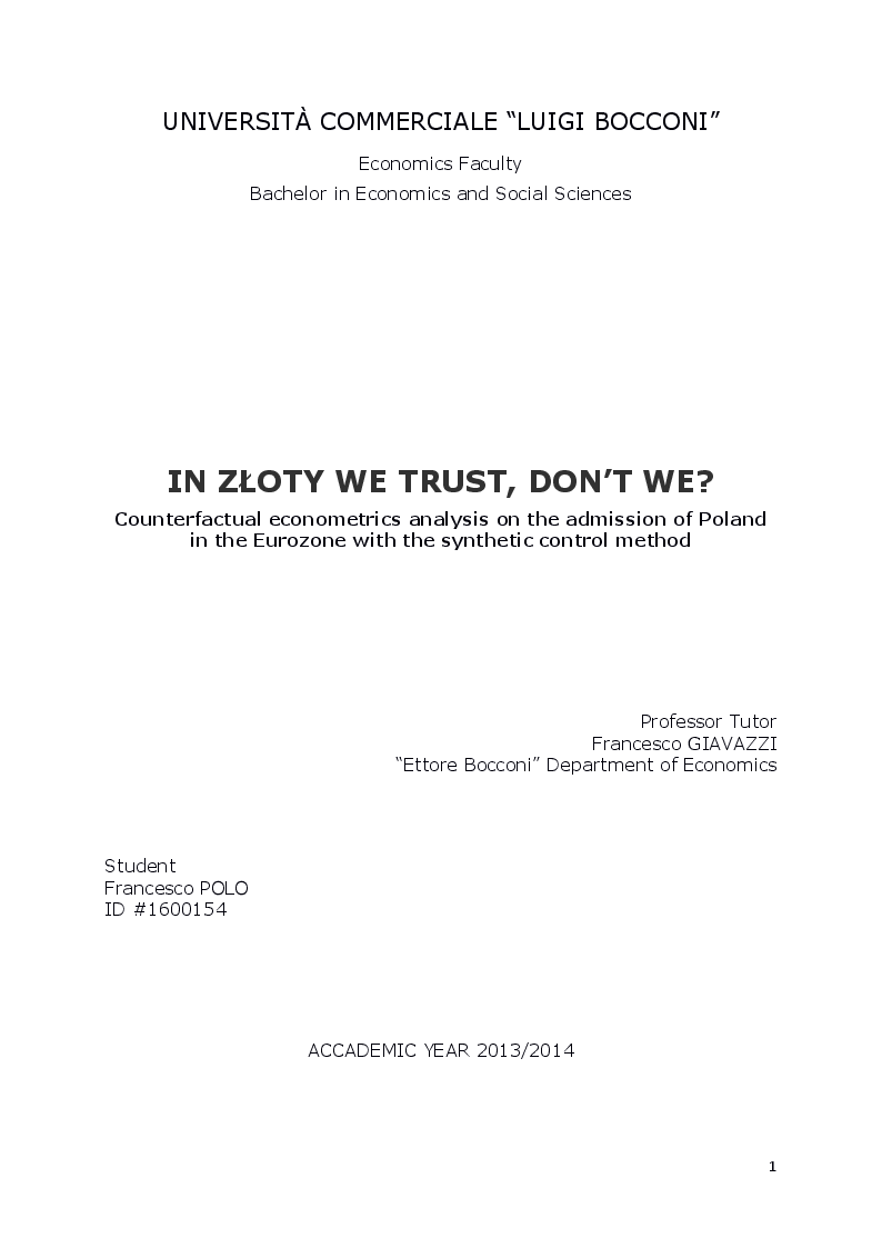 Anteprima della tesi: In Zloty we trust, don't we?, Pagina 1