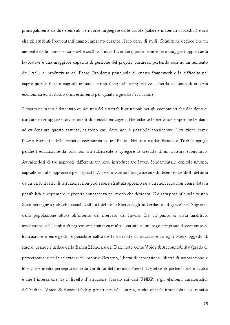 Estratto dalla tesi: Modelli di crescita e capitale umano: un'analisi con i dati Almalaurea sul caso dell'Italia