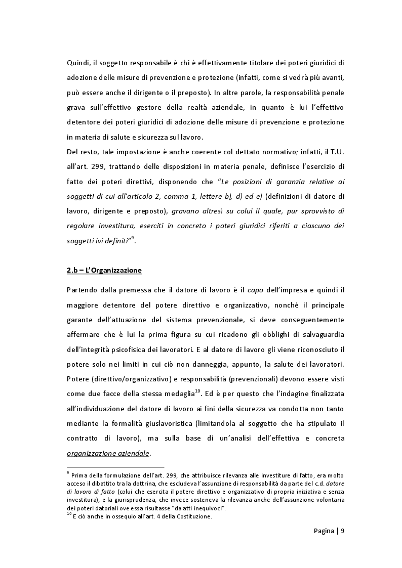 Estratto dalla tesi: Prerogative e attribuzioni del datore di lavoro in materia di sicurezza