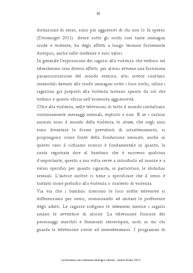 Estratto dalla tesi: La televisione come istituzione ideologica culturale