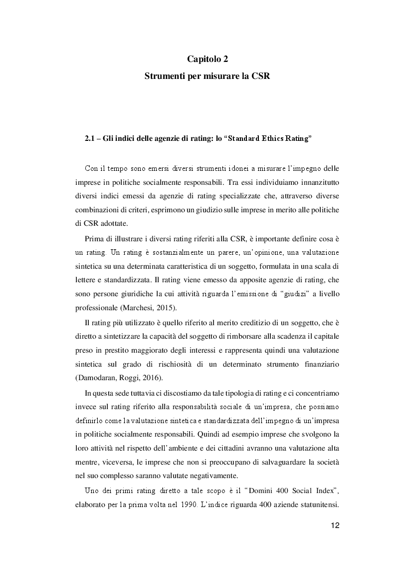 Estratto dalla tesi: Analisi della relazione tra CSR e performance finanziaria dell’impresa