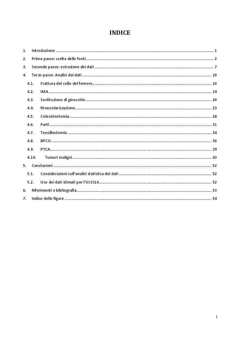 Indice della tesi: Il Programma Nazionale Esiti: comprensione e analisi di alcuni indicatori, Pagina 1