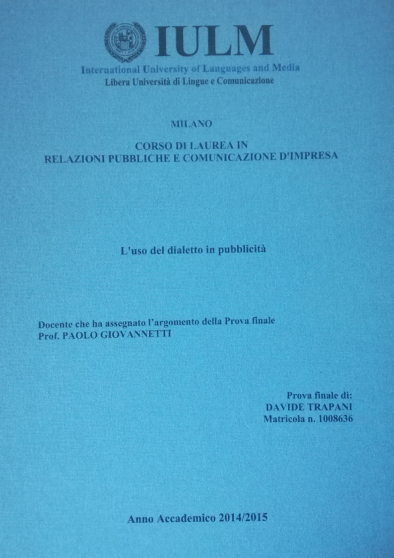 Anteprima della tesi: L'uso del dialetto in pubblicità, Pagina 1