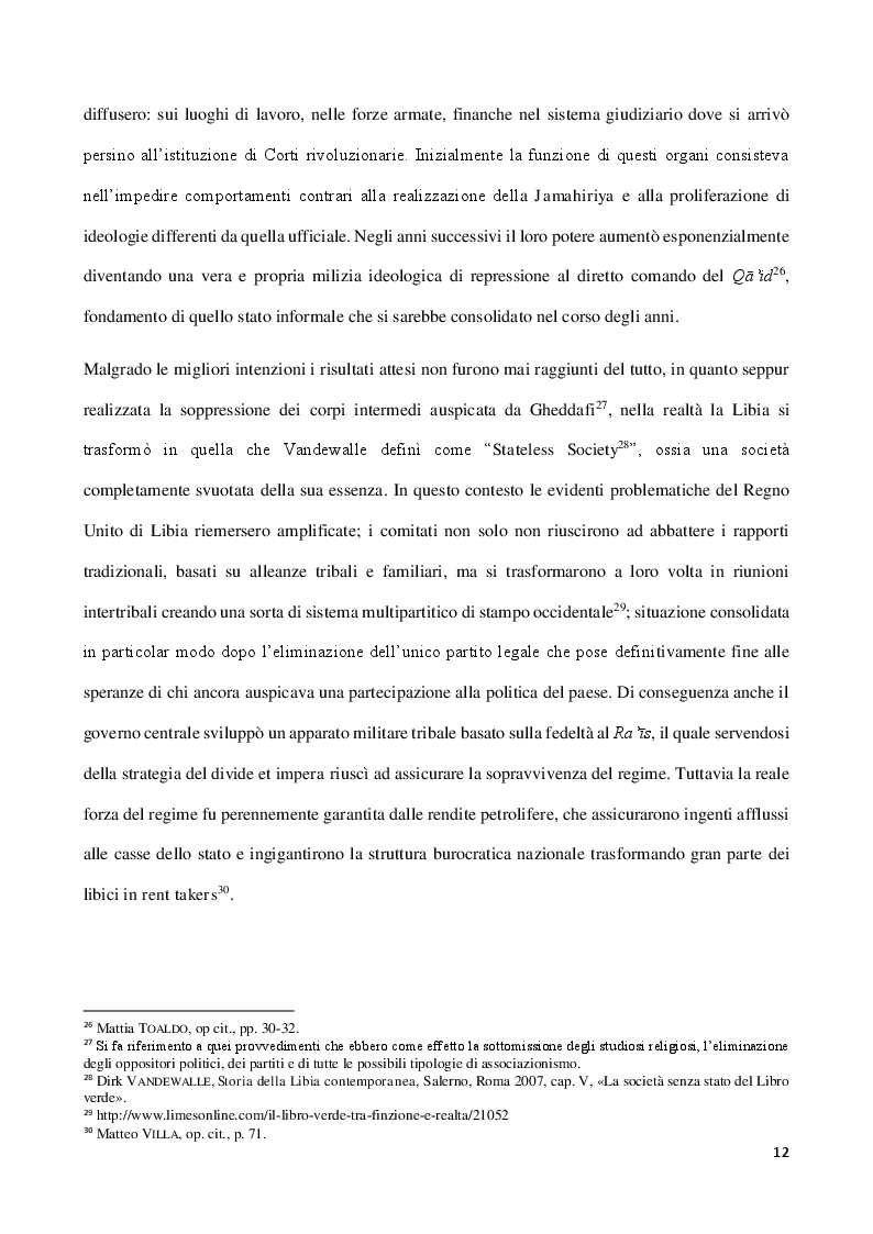 Estratto dalla tesi: La Crisi Libica: Dall'Intervento Ad Oggi