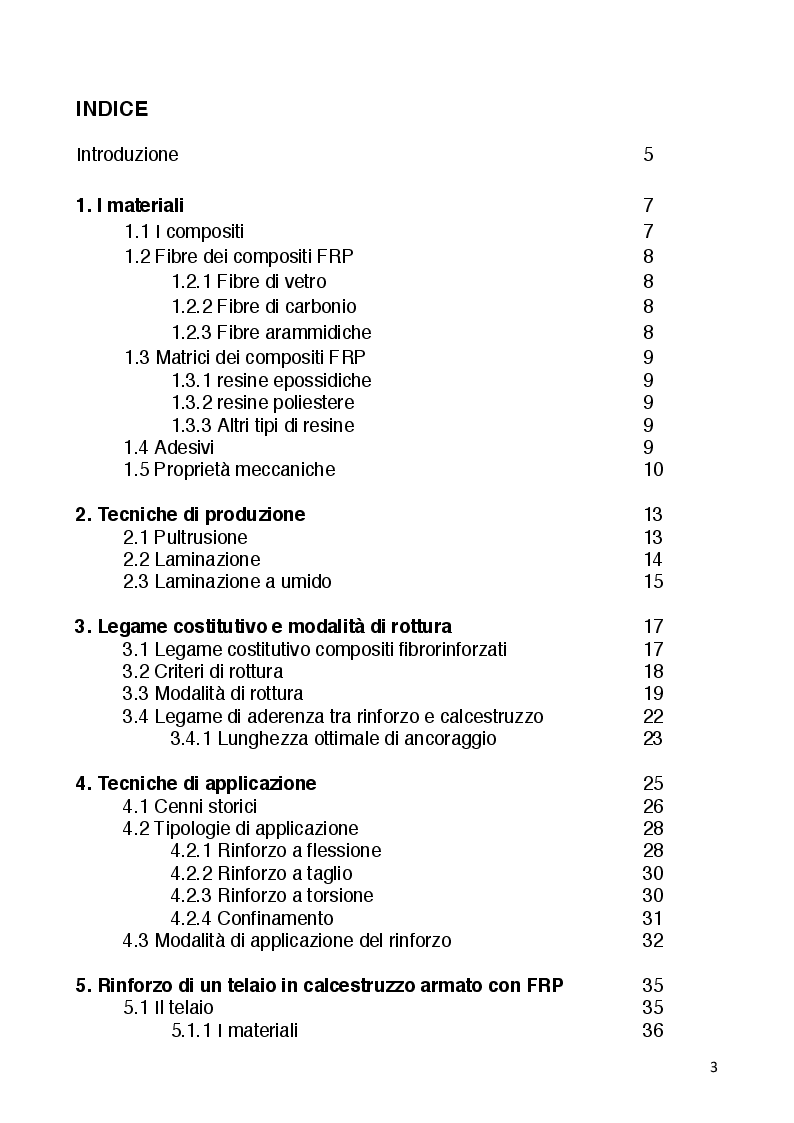 Indice della tesi: Rinforzo di un telaio in calcestruzzo armato con FRP, Pagina 1