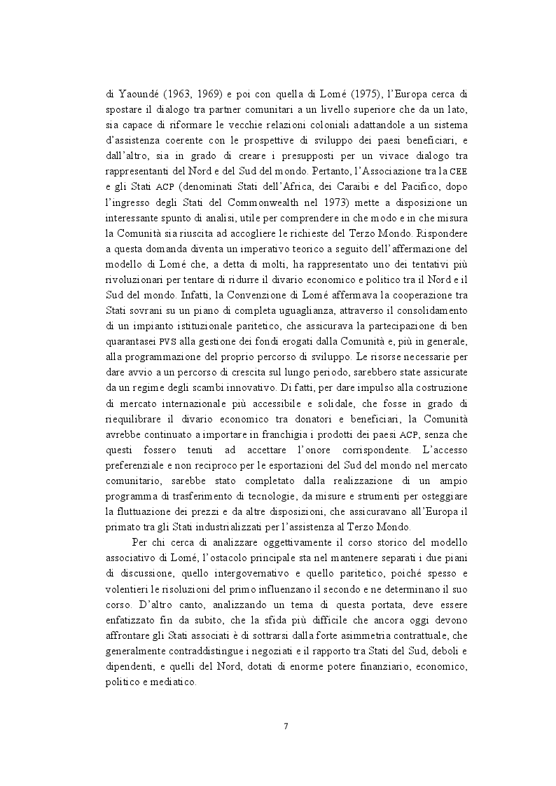 Anteprima della tesi: La politica di cooperazione comunitaria negli Stati ACP: particolarità e limiti di un modello associativo., Pagina 4
