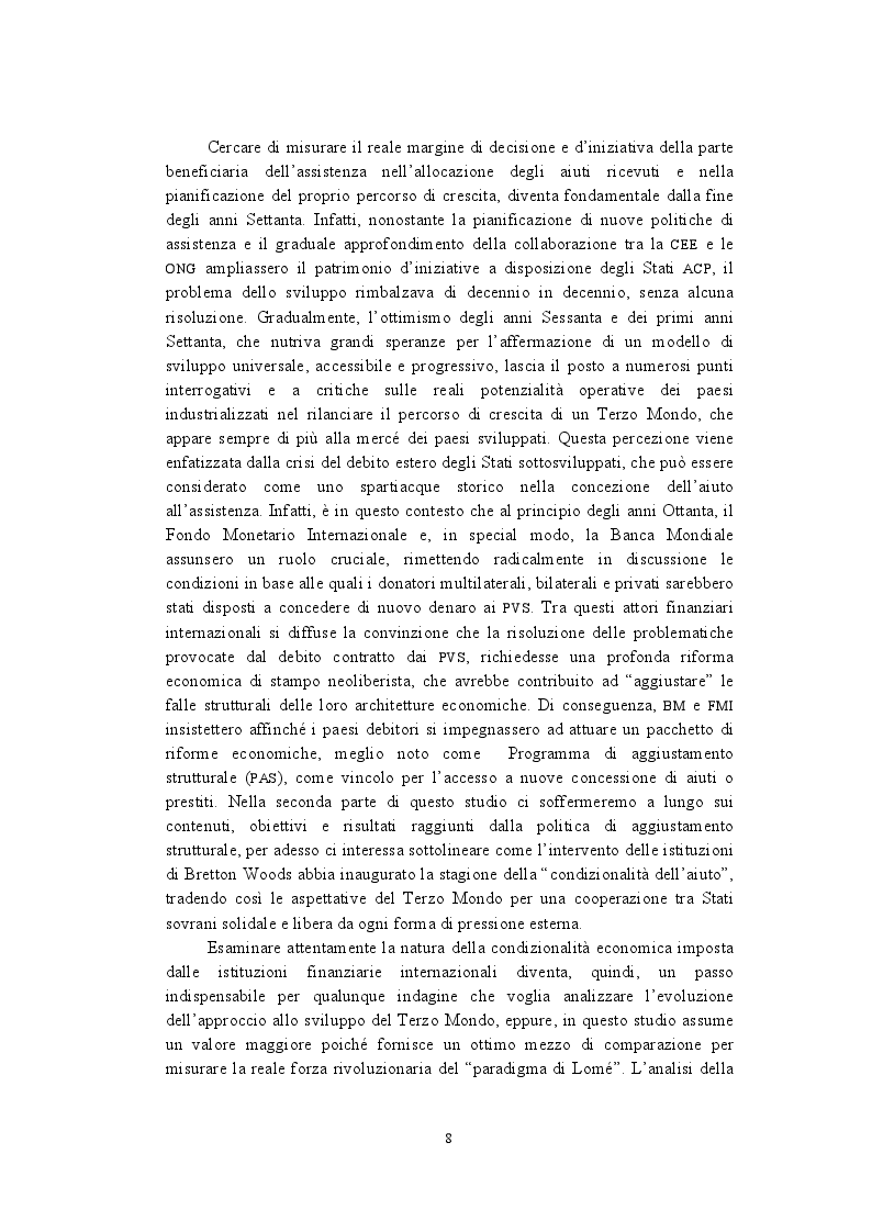 Anteprima della tesi: La politica di cooperazione comunitaria negli Stati ACP: particolarità e limiti di un modello associativo., Pagina 5