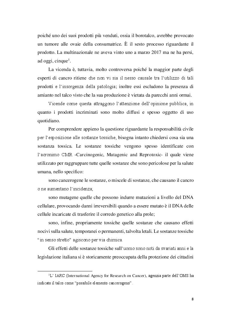 Anteprima della tesi: La responsabilità civile per l'esposizione alle sostanze tossiche, Pagina 3