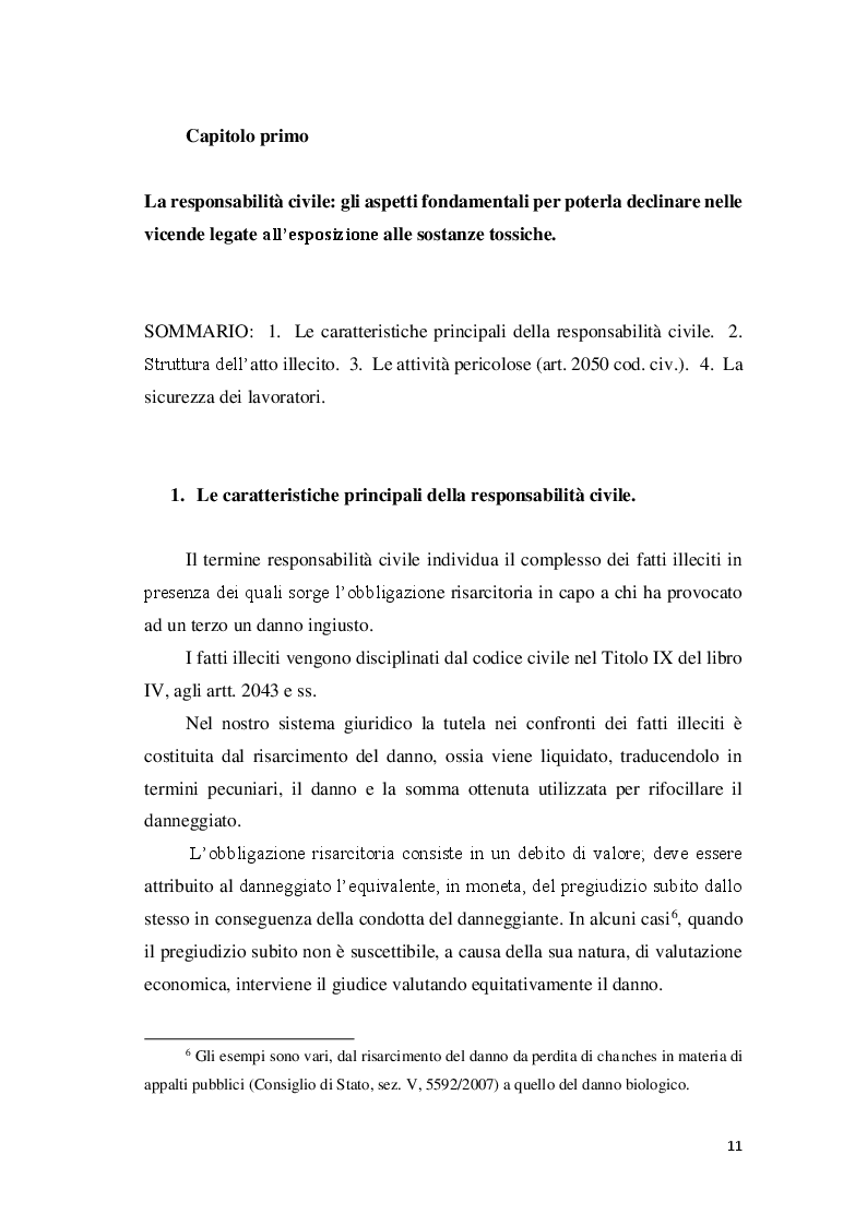 Anteprima della tesi: La responsabilità civile per l'esposizione alle sostanze tossiche, Pagina 6