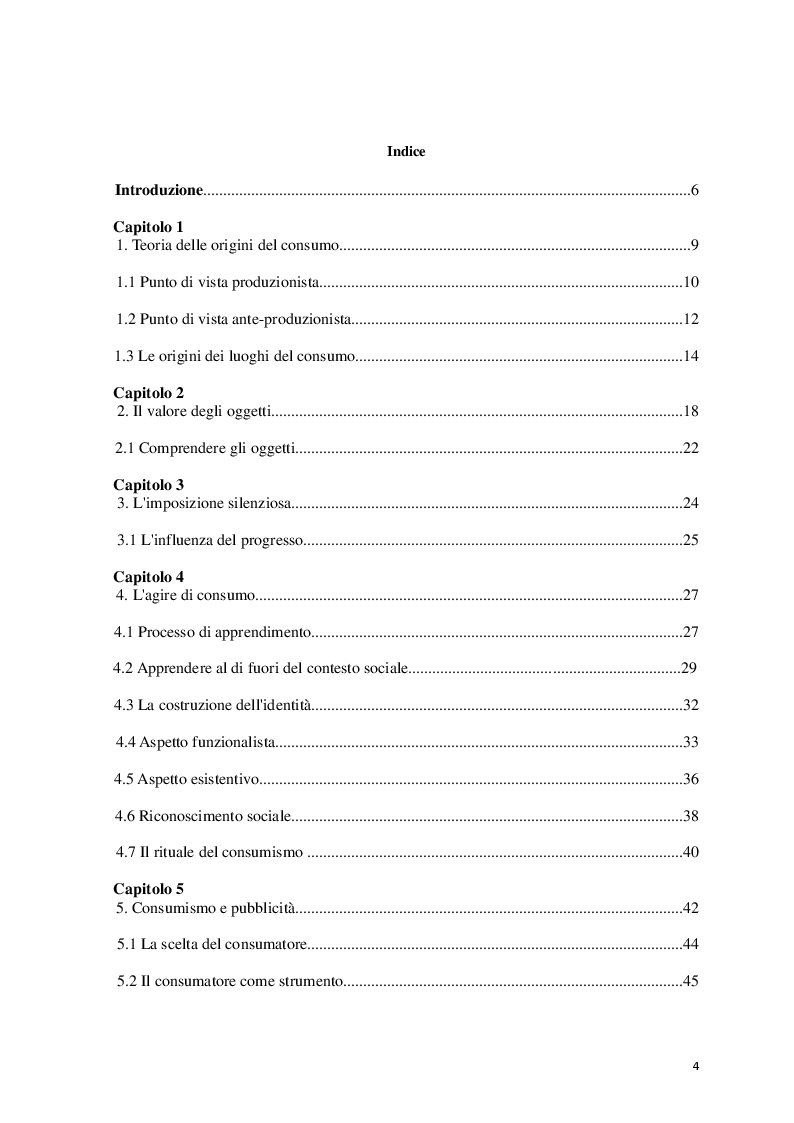 Indice della tesi: Logicità, permanenza e peculiarità del consumismo: aspetti antropologici e meccanismi psicologici, Pagina 1