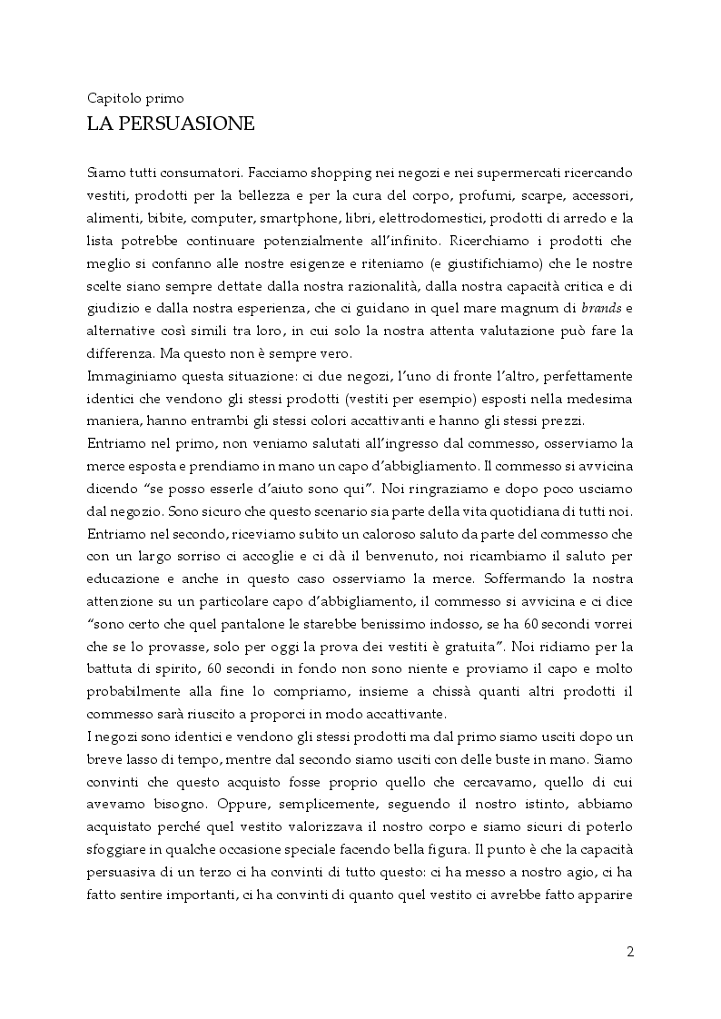 Anteprima della tesi: Persuasione e tecniche di vendita, Pagina 3