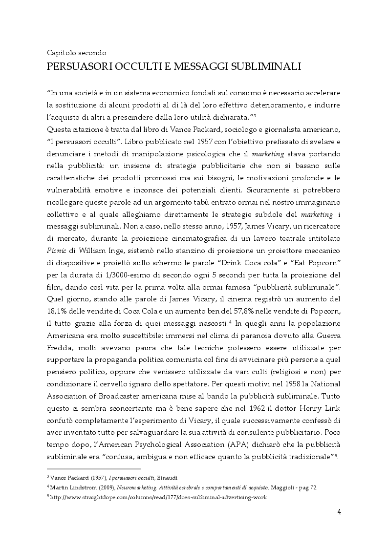 Anteprima della tesi: Persuasione e tecniche di vendita, Pagina 5