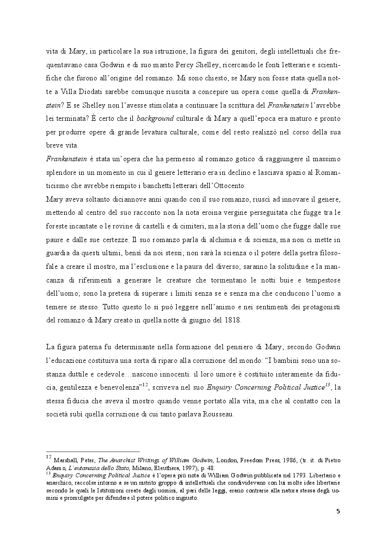 Anteprima della tesi: Mary Shelley: le fonti alle origini del Frankenstein, Pagina 4