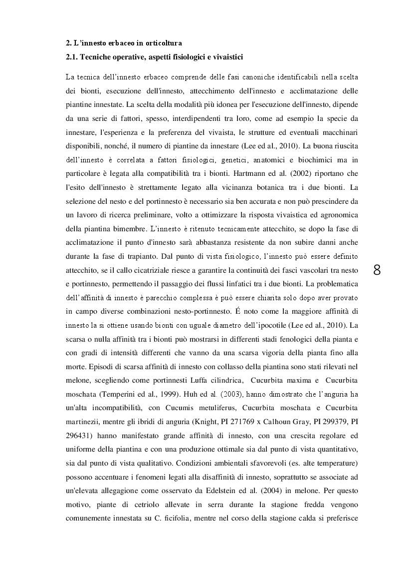 Estratto dalla tesi: L'innesto erbaceo in orticoltura aspetti agronomici e problematiche