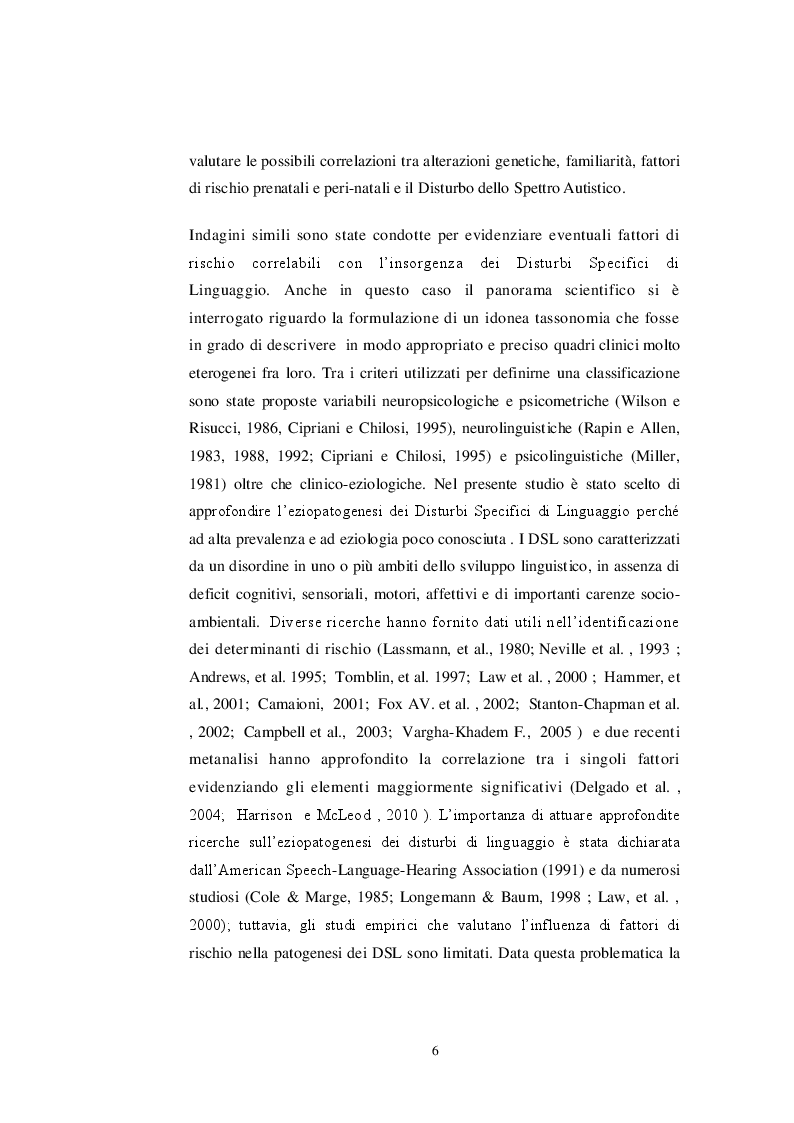 Anteprima della tesi: Fattori di Rischio Materni e Fetali nel Disturbo dello Spettro Autistico a Confronto con Altri Disturbi di Sviluppo, Pagina 4