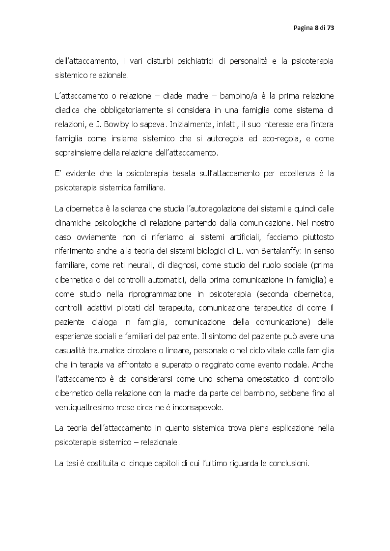 Anteprima della tesi: Pattern di attaccamento, disturbi psichiatrici e la psicoterapia sistemico relazionale, Pagina 3