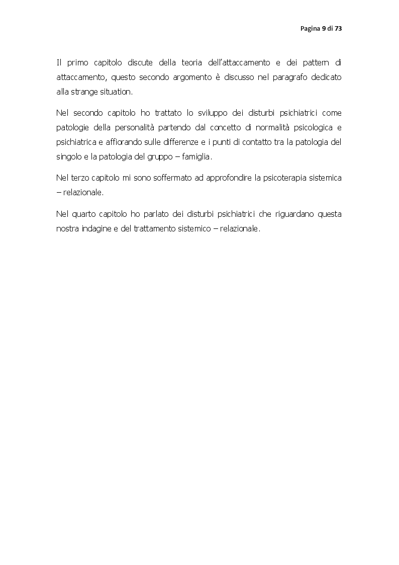 Anteprima della tesi: Pattern di attaccamento, disturbi psichiatrici e la psicoterapia sistemico relazionale, Pagina 4