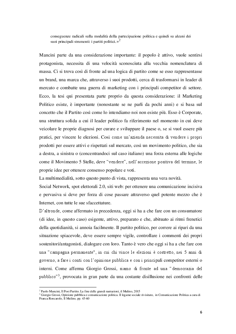 Anteprima della tesi: Marketing Politico: dai partiti nazionali alle amministrative di Milano, Pagina 4