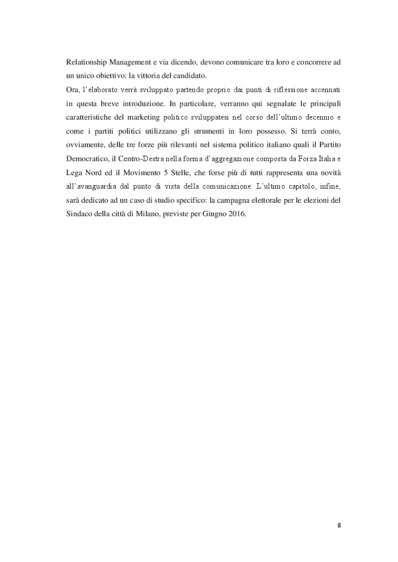 Anteprima della tesi: Marketing Politico: dai partiti nazionali alle amministrative di Milano, Pagina 6