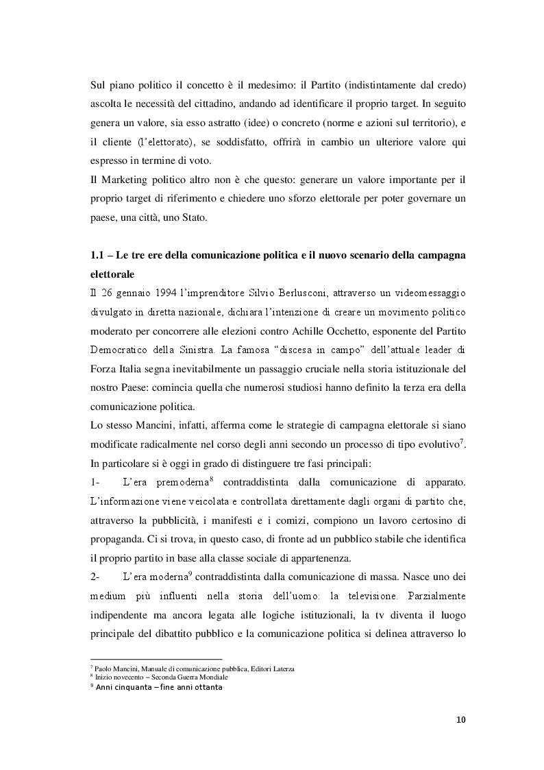 Anteprima della tesi: Marketing Politico: dai partiti nazionali alle amministrative di Milano, Pagina 8