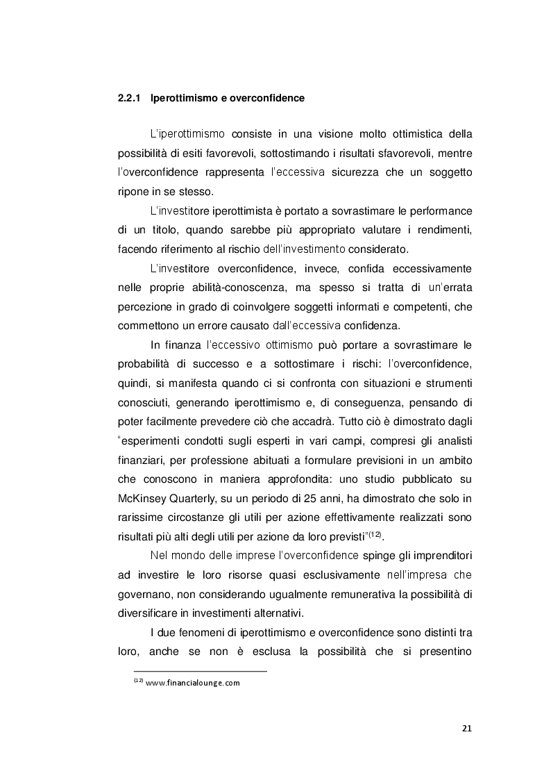 Estratto dalla tesi: Le decisioni di investimento nell'ottica della finanza comportamentale