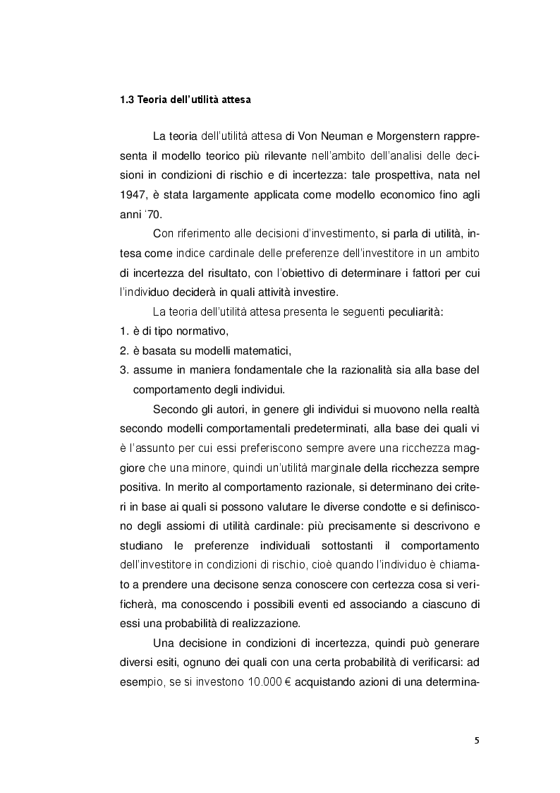 Anteprima della tesi: Le decisioni di investimento nell'ottica della finanza comportamentale, Pagina 4