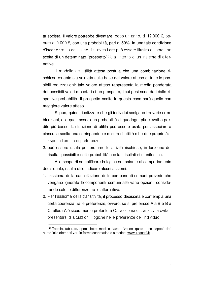Anteprima della tesi: Le decisioni di investimento nell'ottica della finanza comportamentale, Pagina 5