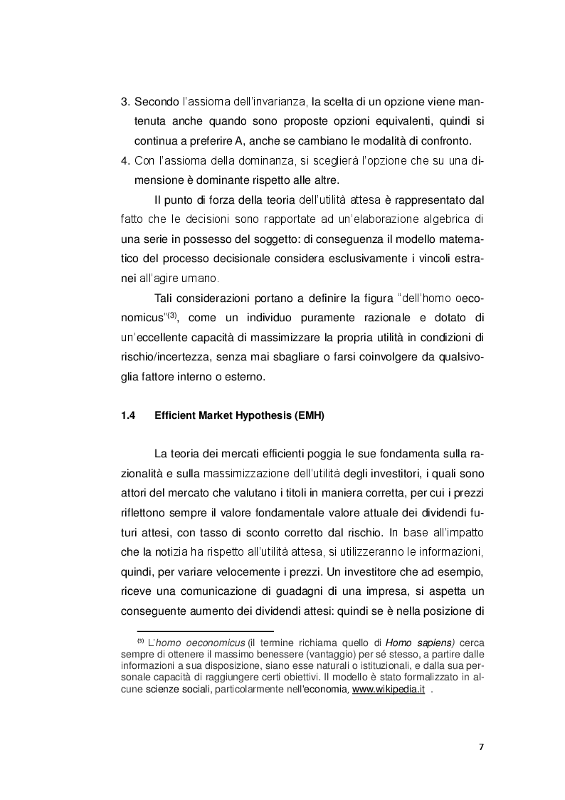 Anteprima della tesi: Le decisioni di investimento nell'ottica della finanza comportamentale, Pagina 6