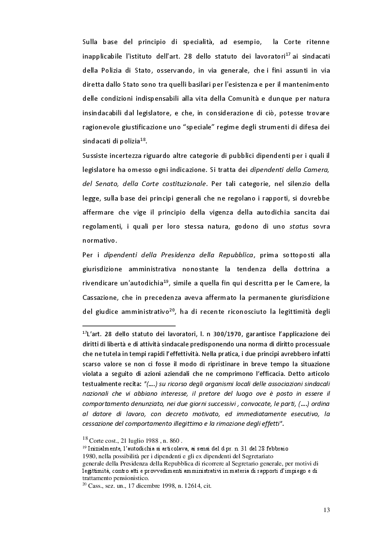 Estratto dalla tesi: Il riparto di giurisdizione nel pubblico impiego