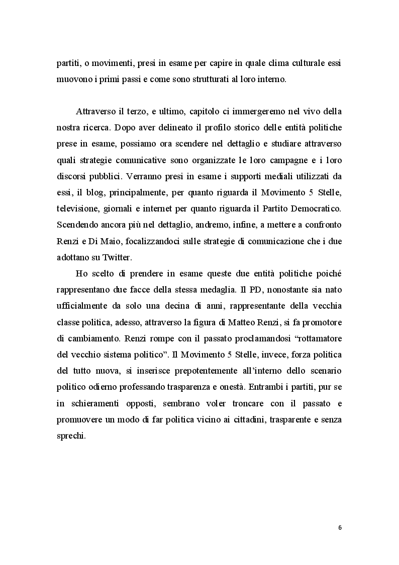 Anteprima della tesi: La comunicazione politica: PD e M5S. Un confronto tra i tweet di Renzi e di Di Maio (2014-2016), Pagina 4