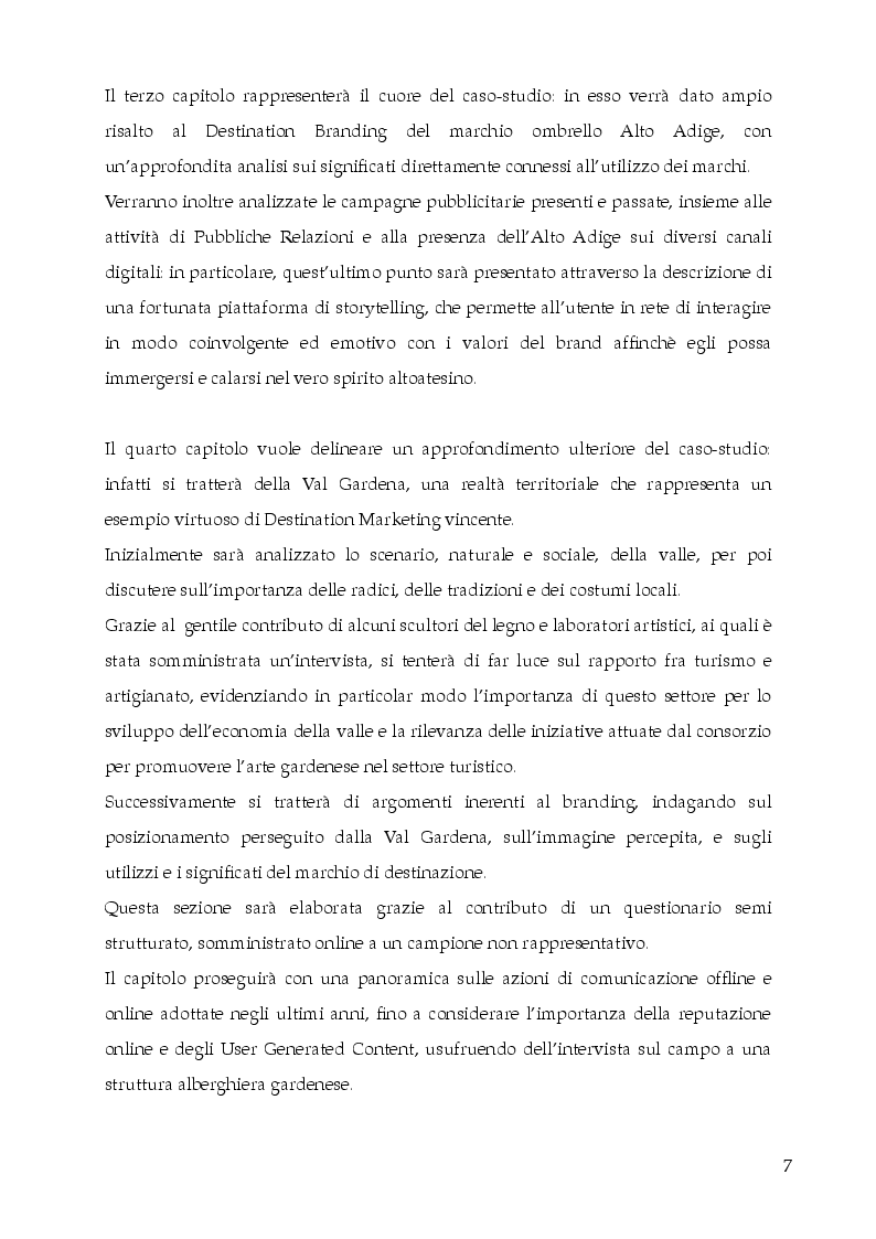 Anteprima della tesi: Destination Branding, Promozione Turistica e Sviluppo del territorio. Il caso Alto Adige Südtirol., Pagina 3