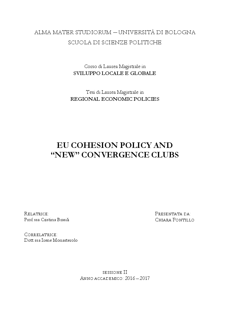 Anteprima della tesi: EU Cohesion Policy and new convergence clubs, Pagina 1