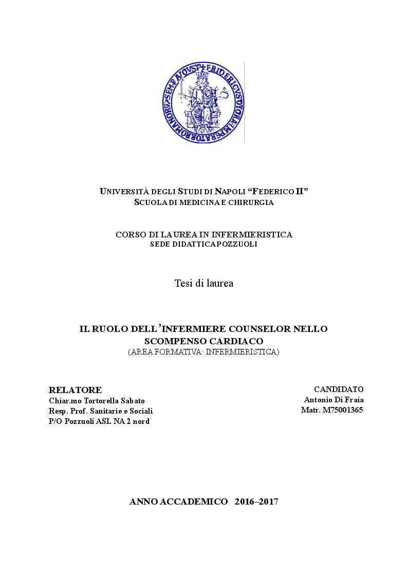 Anteprima della tesi: Il ruolo dell'infermiere counselor nello scompenso cardiaco, Pagina 1