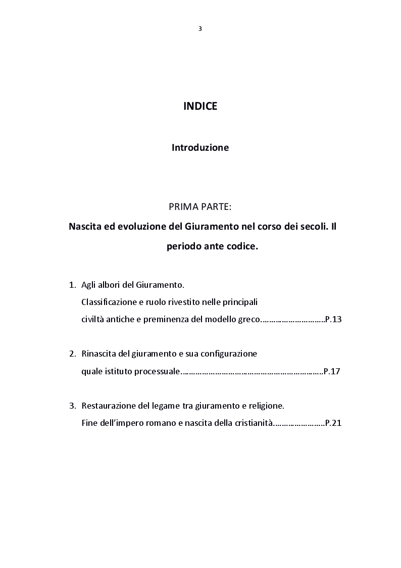 Indice della tesi: Il giuramento del diritto canonico, Pagina 1