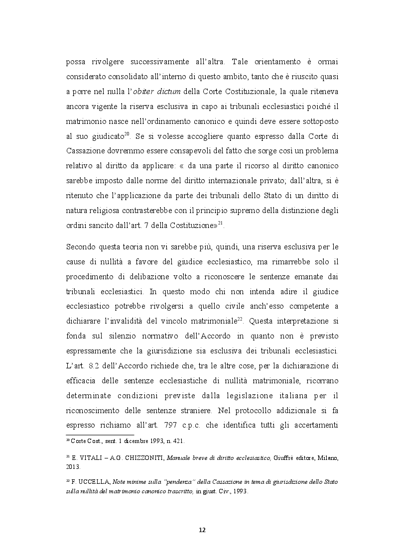 Anteprima della tesi: Sentenza ecclesiastica di nullità matrimoniale, sentenze civili di separazione e divorzio, Pagina 8