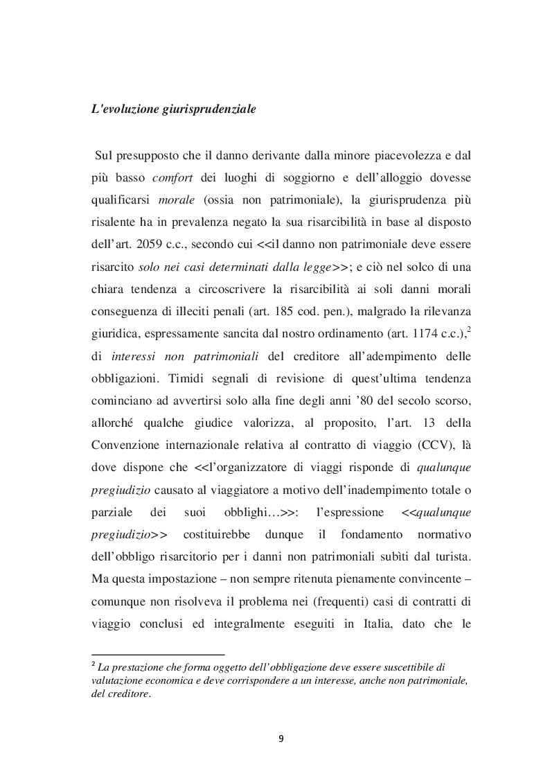 Anteprima della tesi: L'evoluzione del concetto di DANNO DA VACANZA ROVINATA secondo la norma e la giurisprudenza, Pagina 5