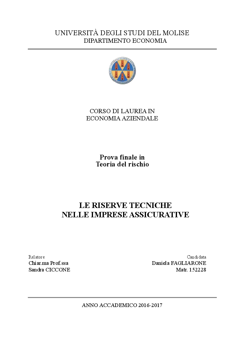 Anteprima della tesi: Le riserve tecniche nelle imprese assicurative, Pagina 1