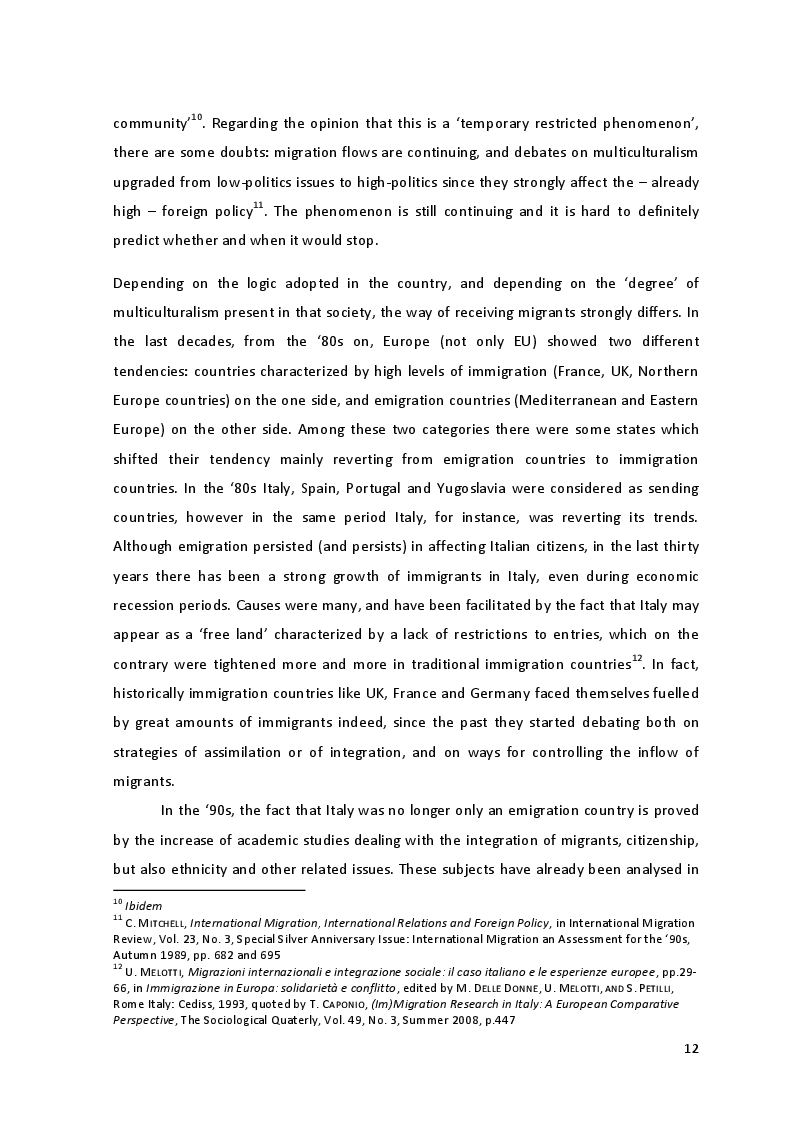 Anteprima della tesi: The Culture of Multicultural Integration: Tertiary Organisations' Role in Immigrants' Reception in Sicily, Pagina 10