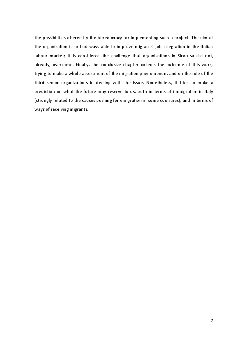 Anteprima della tesi: The Culture of Multicultural Integration: Tertiary Organisations' Role in Immigrants' Reception in Sicily, Pagina 5