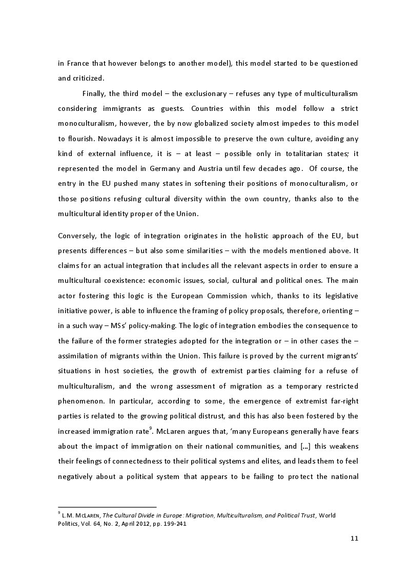 Anteprima della tesi: The Culture of Multicultural Integration: Tertiary Organisations' Role in Immigrants' Reception in Sicily, Pagina 9