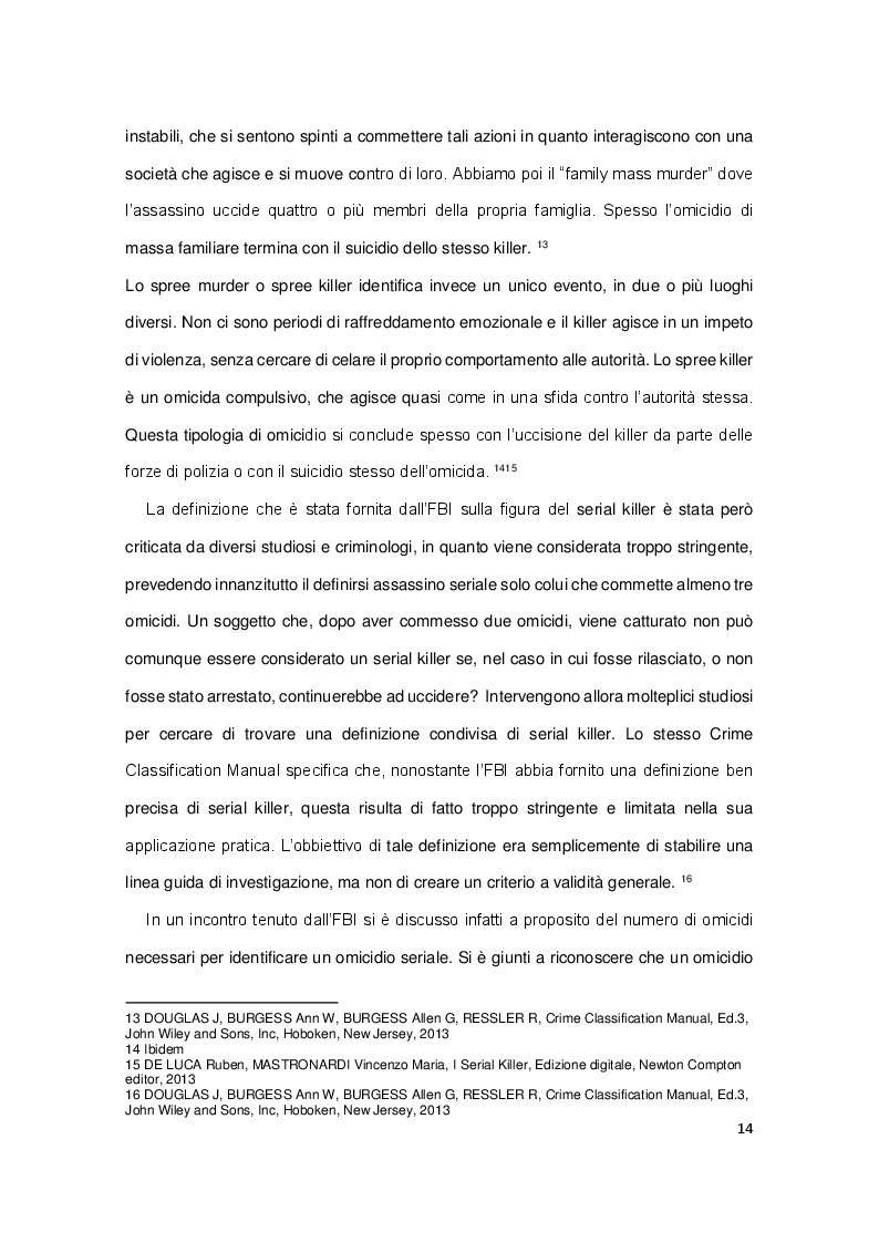 Estratto dalla tesi: Analisi dell'omicidio seriale