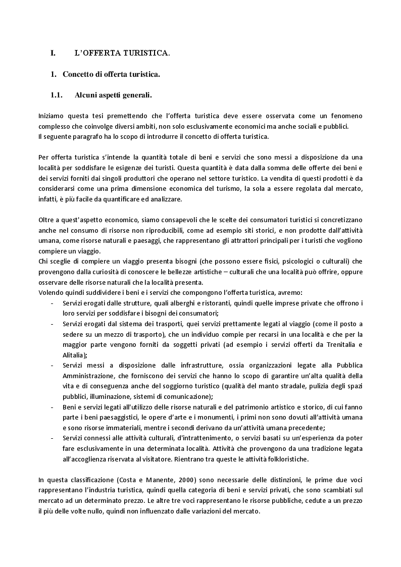 Anteprima della tesi: L’evoluzione dell’offerta turistica italiana negli ultimi 10 anni, con paragoni all’esperienza francese., Pagina 3