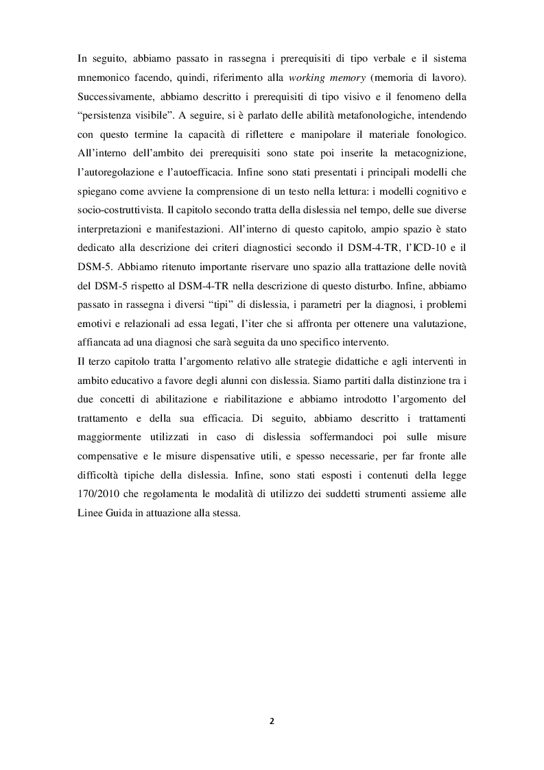 Anteprima della tesi: Dislessia: difficoltà, risorse e strategie per l'apprendimento, Pagina 3