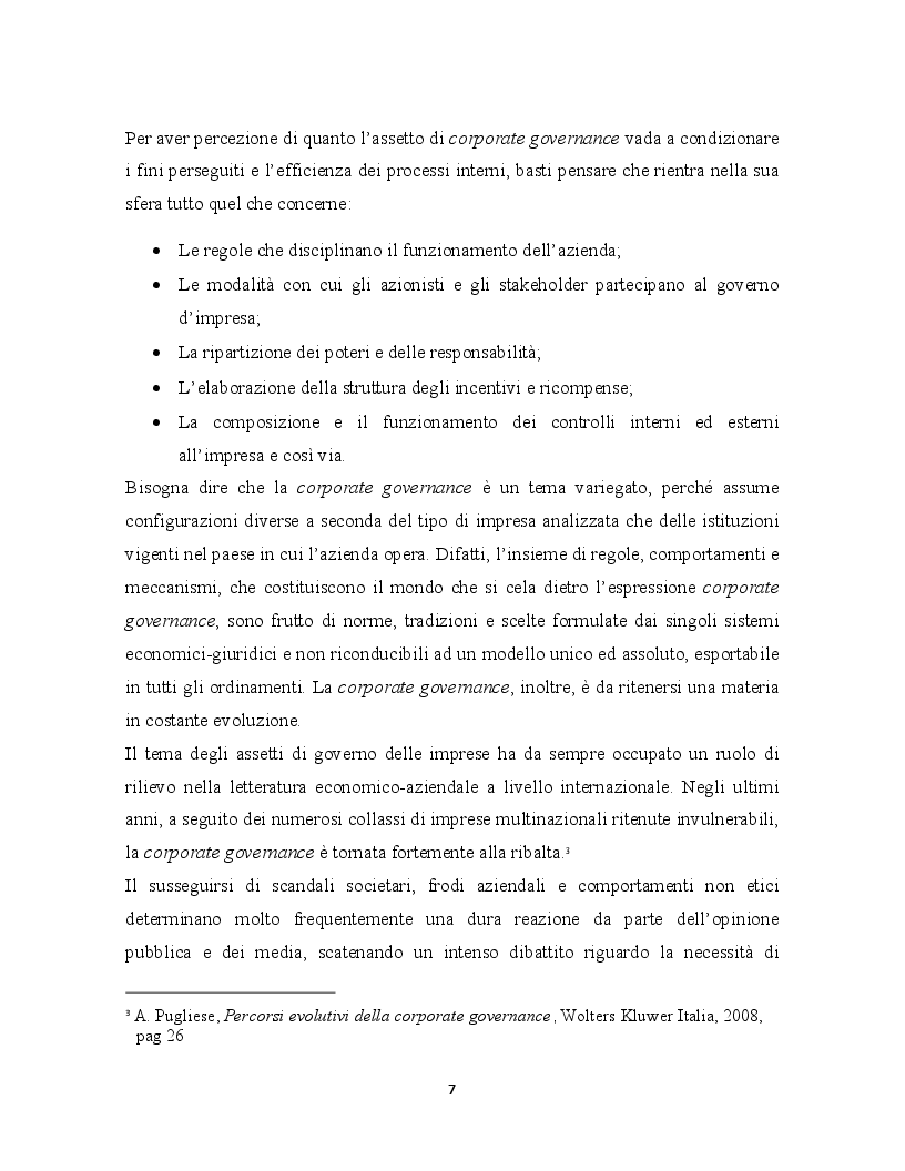 Anteprima della tesi: La corporate governance ed il ruolo del revisore, Pagina 5