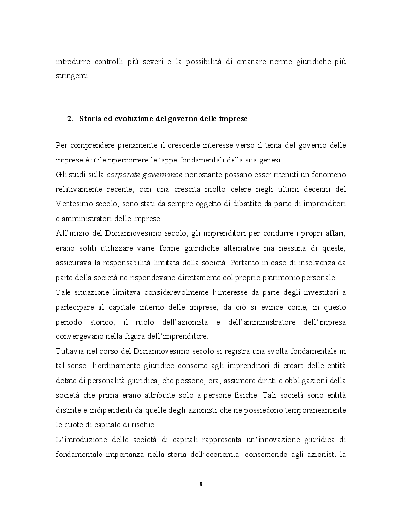 Anteprima della tesi: La corporate governance ed il ruolo del revisore, Pagina 6