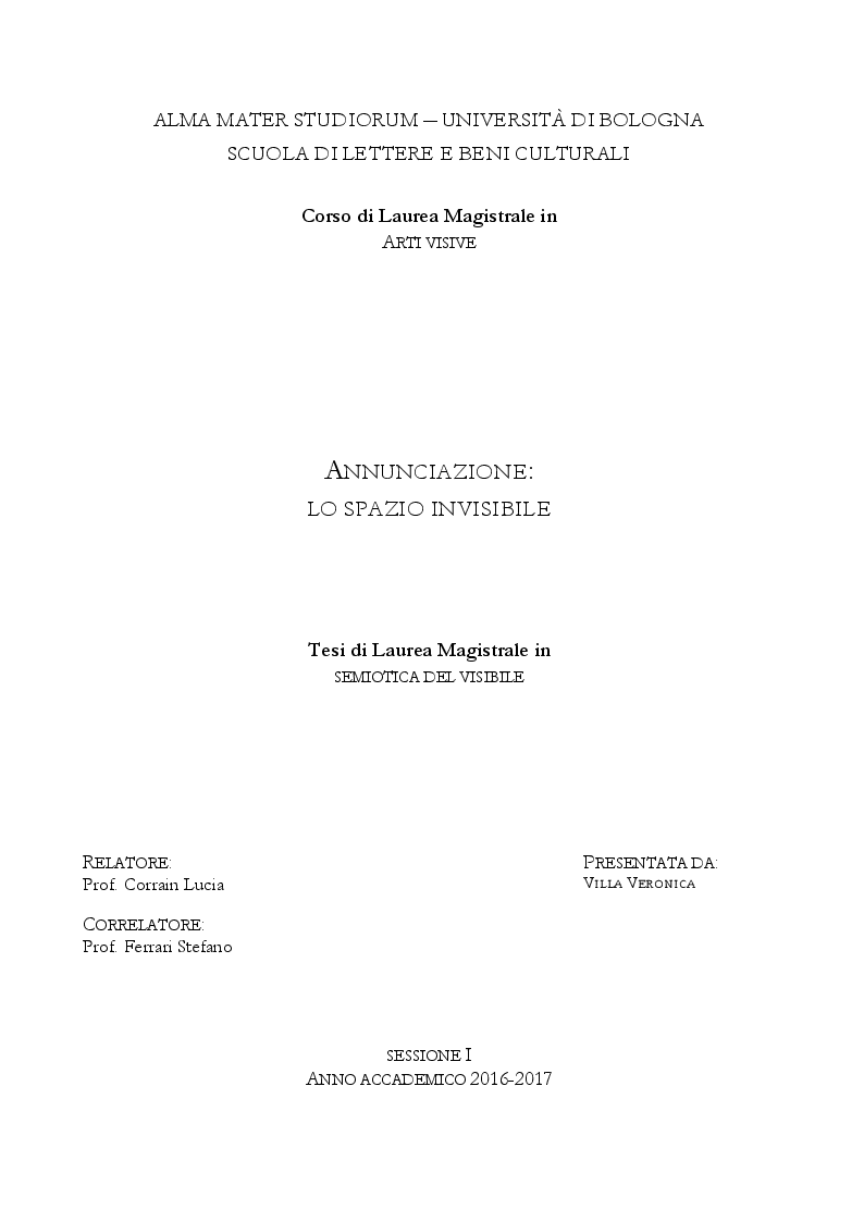 Anteprima della tesi: Annunciazione: lo spazio invisibile, Pagina 1